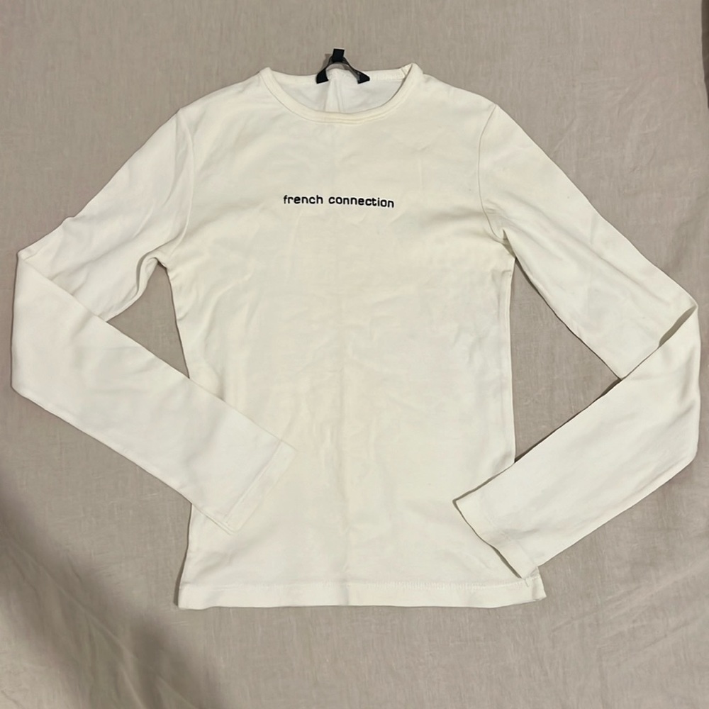 French Connection white long sleeve top